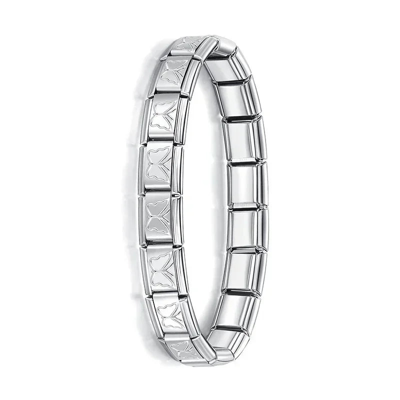 Hapiship Italian Elastic Charm Bracelet – 9mm Stainless Steel Fashion Bangle for Women & Men