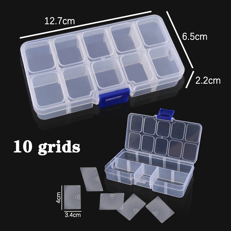 Plastic Jewelry Box – Adjustable 10/15/24 Compartment Slot Organizer