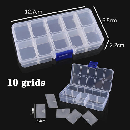 Plastic Jewelry Box – Adjustable 10/15/24 Compartment Slot Organizer