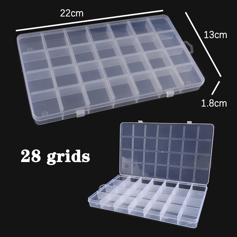 Plastic Jewelry Box – Adjustable 10/15/24 Compartment Slot Organizer