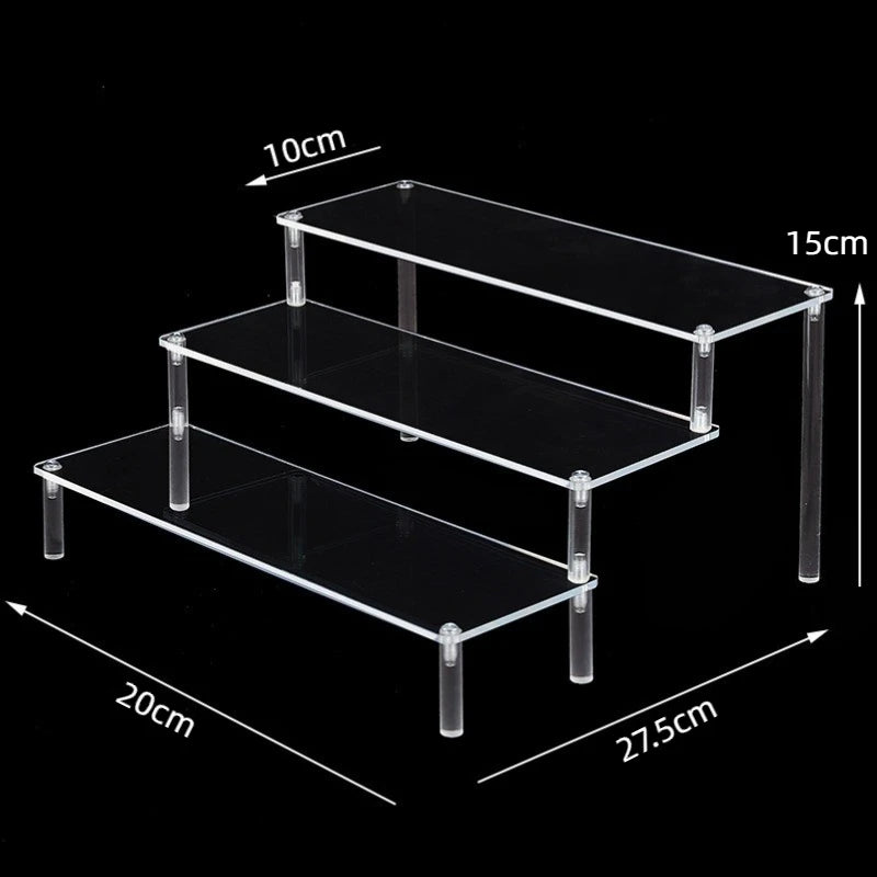 1-5 Tier Acrylic Display Stand,Clear Display Riser Rack for Cupcake,Perfume Doll Décor and Organizer Amiibo Funko POP Figures
