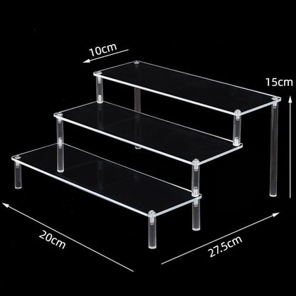 1-5 Tier Acrylic Display Stand,Clear Display Riser Rack for Cupcake,Perfume Doll Décor and Organizer Amiibo Funko POP Figures