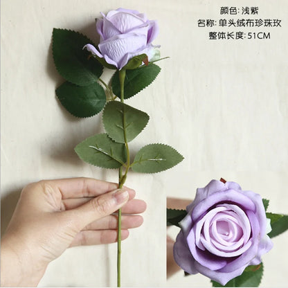 10PC Artificial Roses Bouquet Vase for Home Decoration Accessories Diy Photo Props Flowers Arrangement Dining Table Christmas