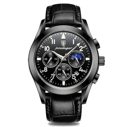 POEDAGAR Men Watch New Top Brand Luxury Waterproof Luminous Sport Wristwatch Quartz Military Genuine Leather Relogio Masculino