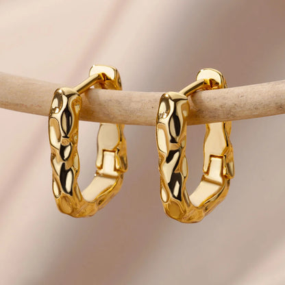 Heart Stainless Steel Earrings for Women – Gold Color Hoop Earring with Zircon, Waterproof & Trendy
