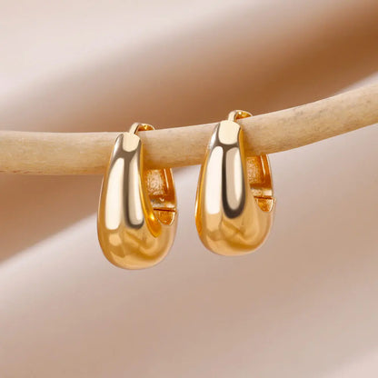 Heart Stainless Steel Earrings for Women – Gold Color Hoop Earring with Zircon, Waterproof & Trendy