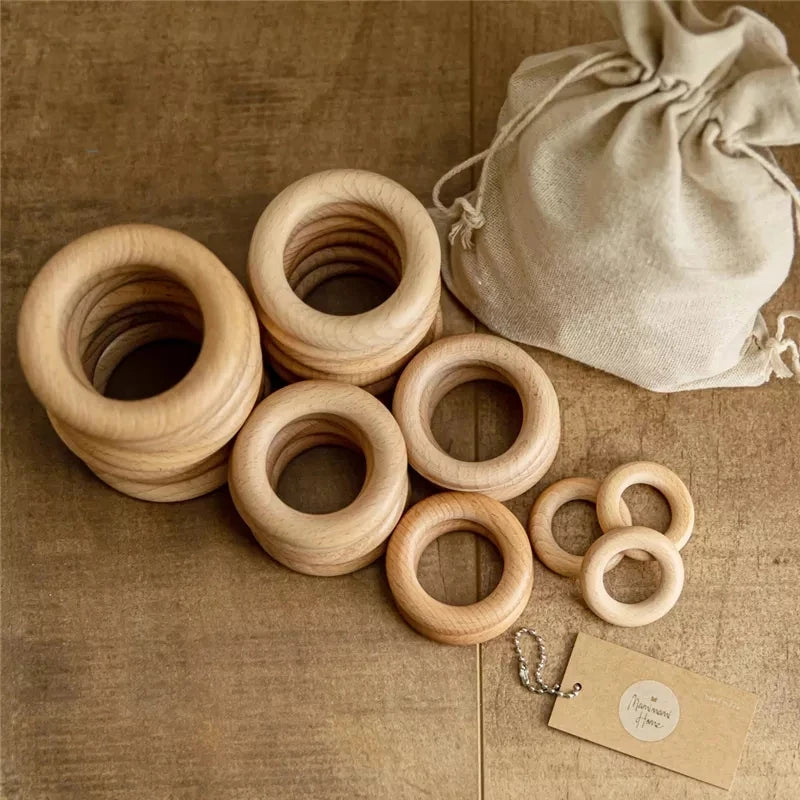 Let‘s Make 50pcs  Wooden Rings DIY Customize Logo 98/70/55/40mm Smooth Surface Natural Maple Wood Rodent Baby Teething Bpa Free
