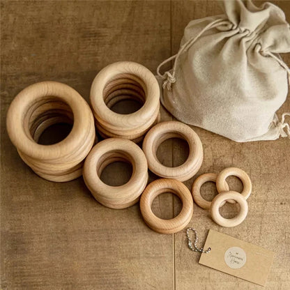 Let‘s Make 50pcs  Wooden Rings DIY Customize Logo 98/70/55/40mm Smooth Surface Natural Maple Wood Rodent Baby Teething Bpa Free