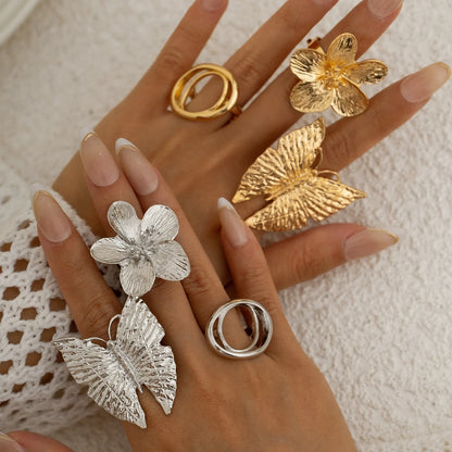 Ingemark Boho Butterfly & Flower Rings for Women – Adjustable Vintage Fashion Jewelry