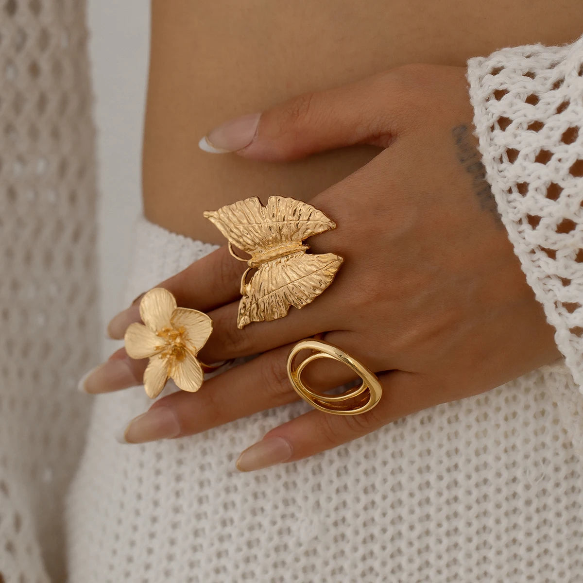 Ingemark Boho Butterfly & Flower Rings for Women – Adjustable Vintage Fashion Jewelry