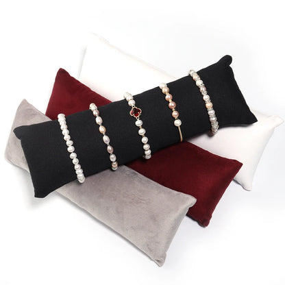 Jewelry Pillow Stand Velvet PU Leather Holder Organizer – Bracelet, Bangle, Anklet & Watch Display Photography Prop