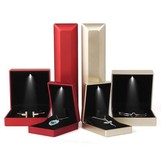 LED Illuminated Ring Box – Premium Spray-Finish Jewelry Display Case for Luxury Rings