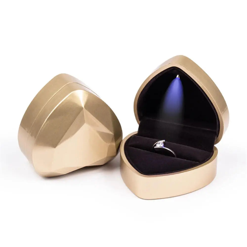 LED Jewelry Ring Box – Luxury Velvet Pendant & Necklace Display with Light for Proposal & Engagement