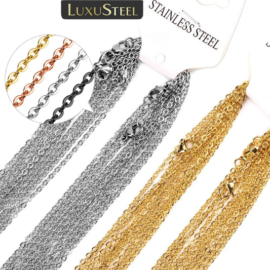 LUXUSTEEL Stainless Steel Chains – 10pcs O-Shape Rolo Link Cuban Necklace