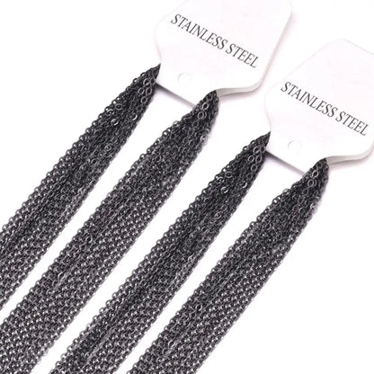 LUXUSTEEL Stainless Steel Chains – 10pcs O-Shape Rolo Link Cuban Necklace