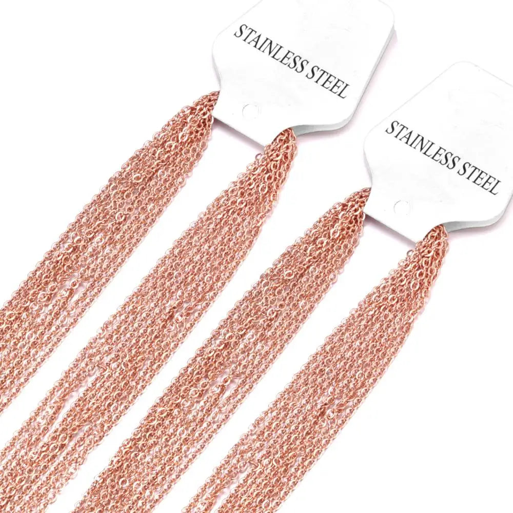 LUXUSTEEL Stainless Steel Chains – 10pcs O-Shape Rolo Link Cuban Necklace