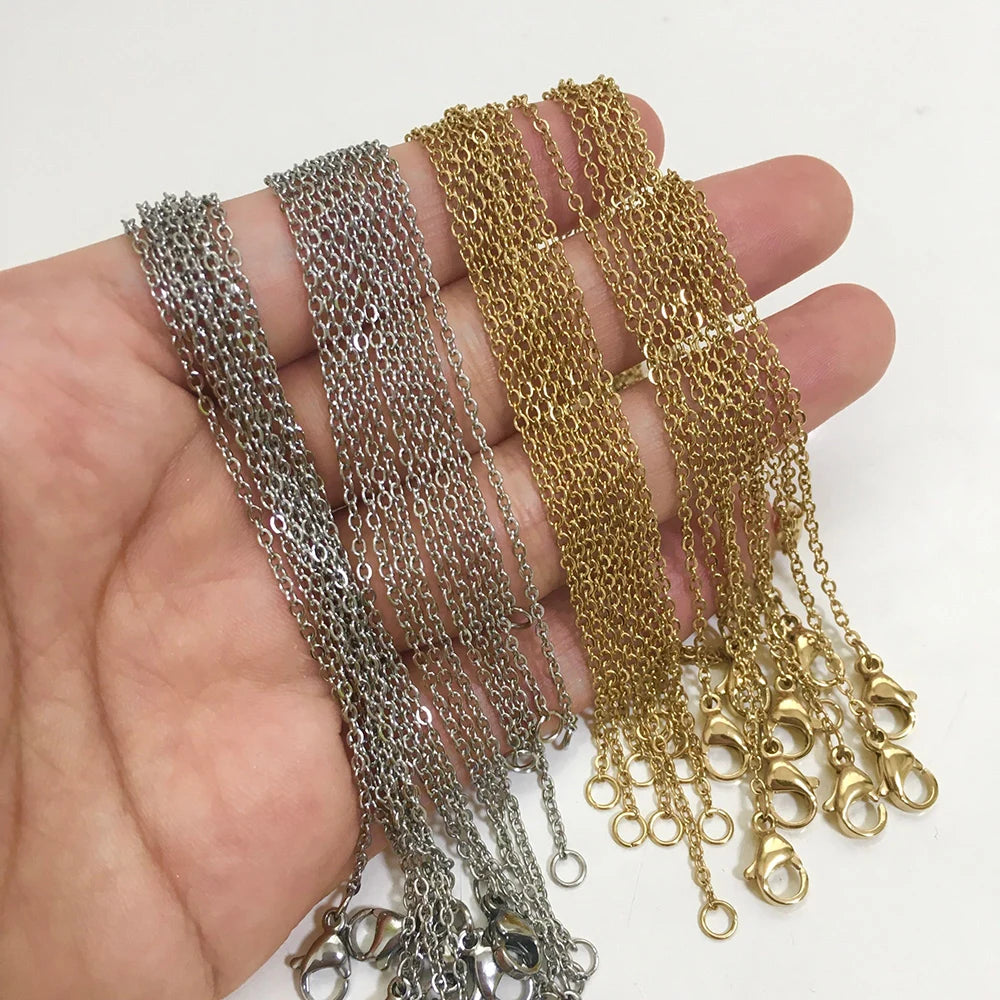 LUXUSTEEL Stainless Steel Chains – 10pcs O-Shape Rolo Link Cuban Necklace