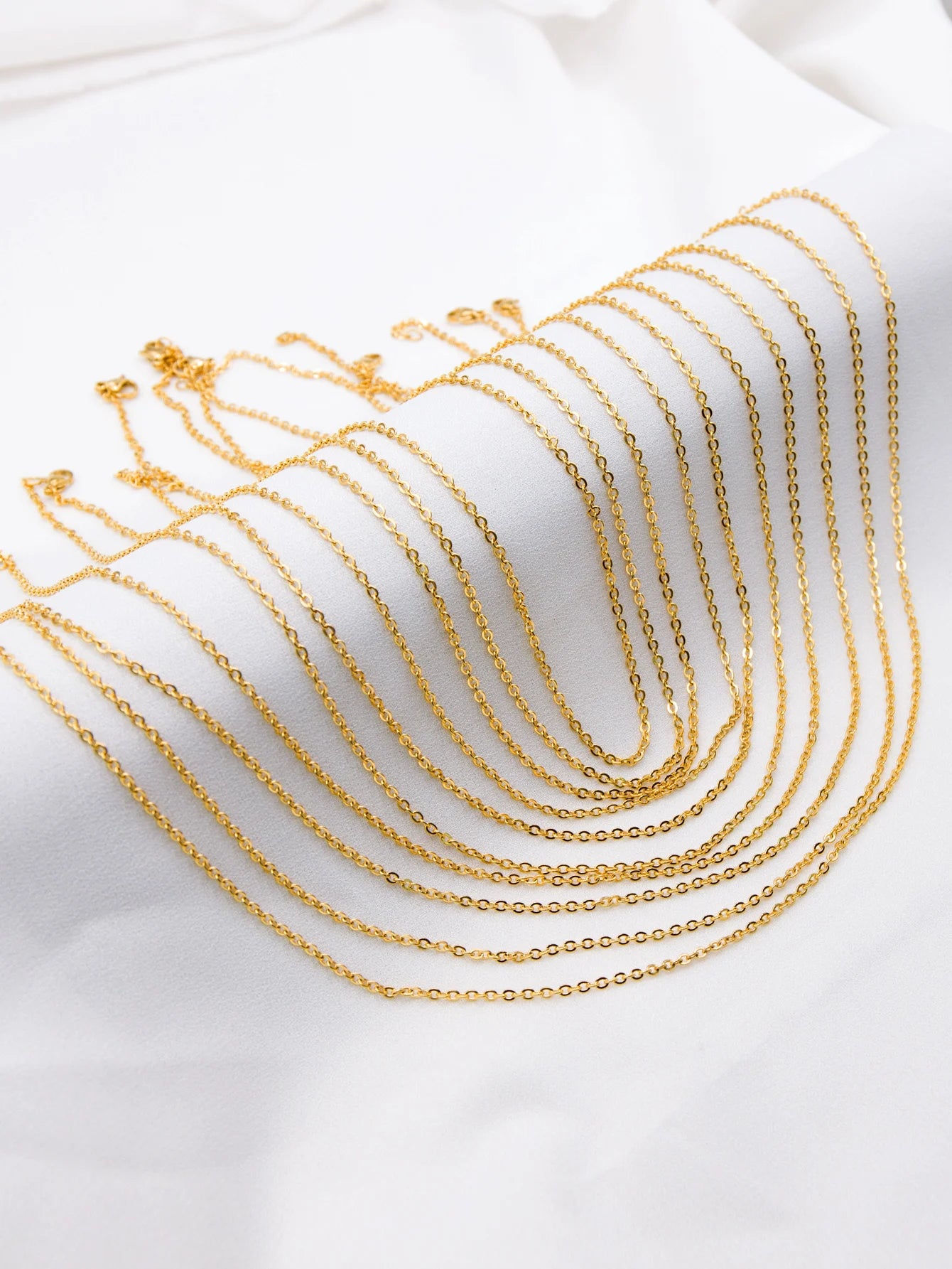 LUXUSTEEL Stainless Steel Chains – 10pcs O-Shape Rolo Link Cuban Necklace