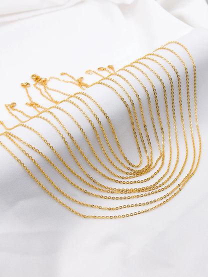 LUXUSTEEL Stainless Steel Chains – 10pcs O-Shape Rolo Link Cuban Necklace