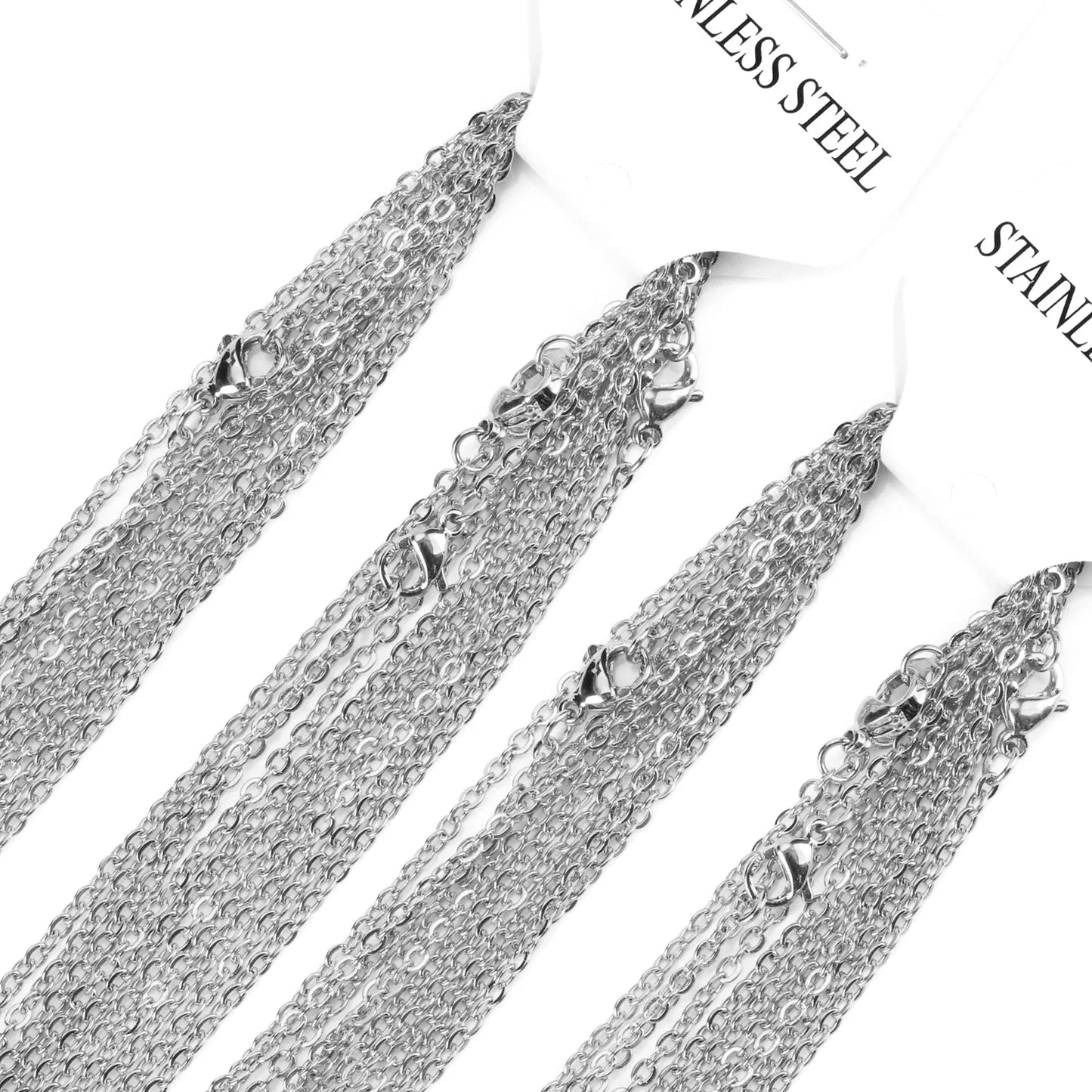 LUXUSTEEL Stainless Steel Chains – 10pcs O-Shape Rolo Link Cuban Necklace