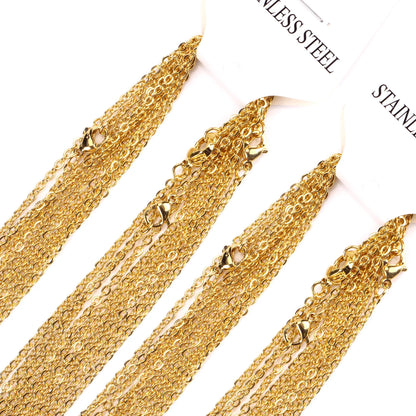 LUXUSTEEL Stainless Steel Chains – 10pcs O-Shape Rolo Link Cuban Necklace