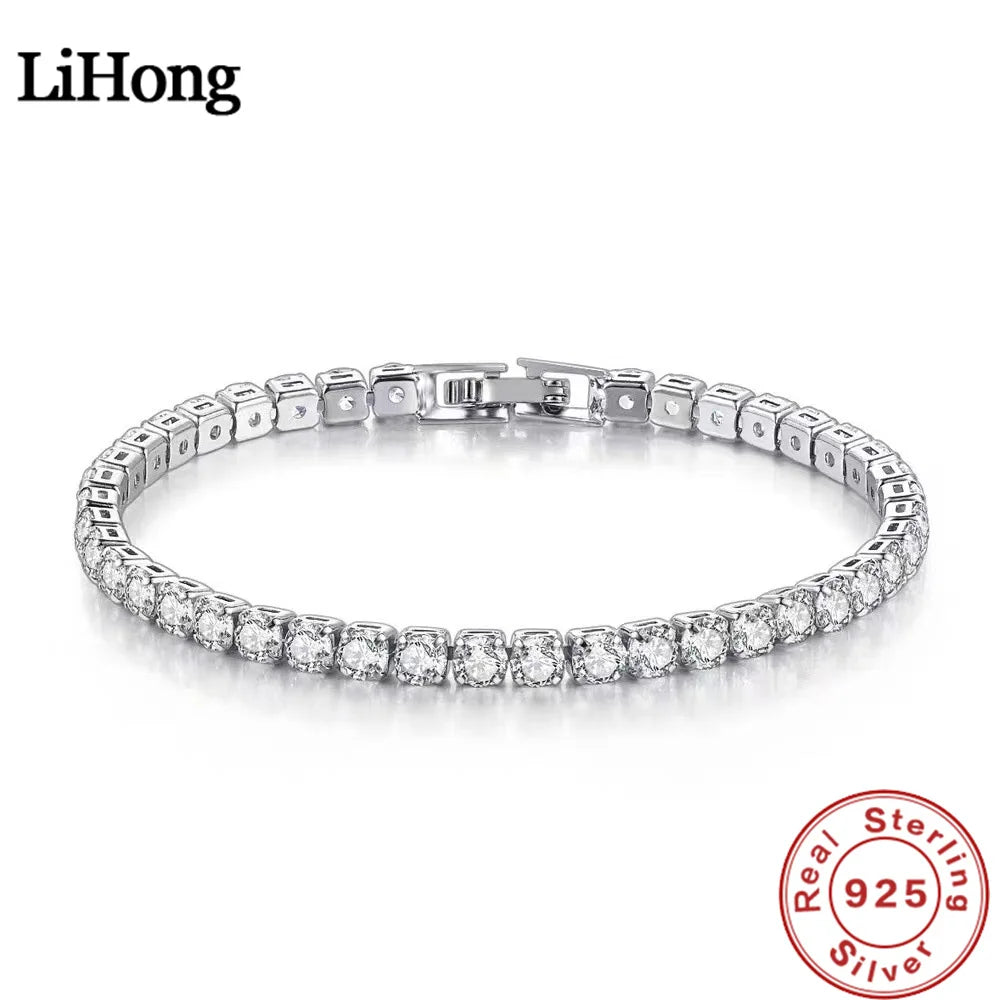 Lihong S925 Sterling Silver Zircon Tennis Bracelet – Women’s Fashion Jewelry