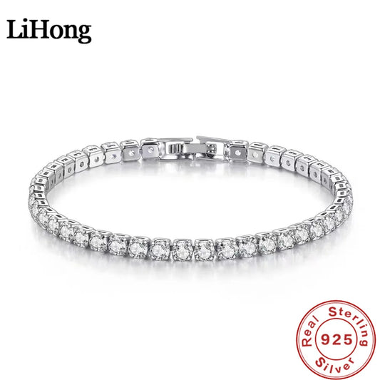 Lihong S925 Sterling Silver Zircon Tennis Bracelet – Women’s Fashion Jewelry