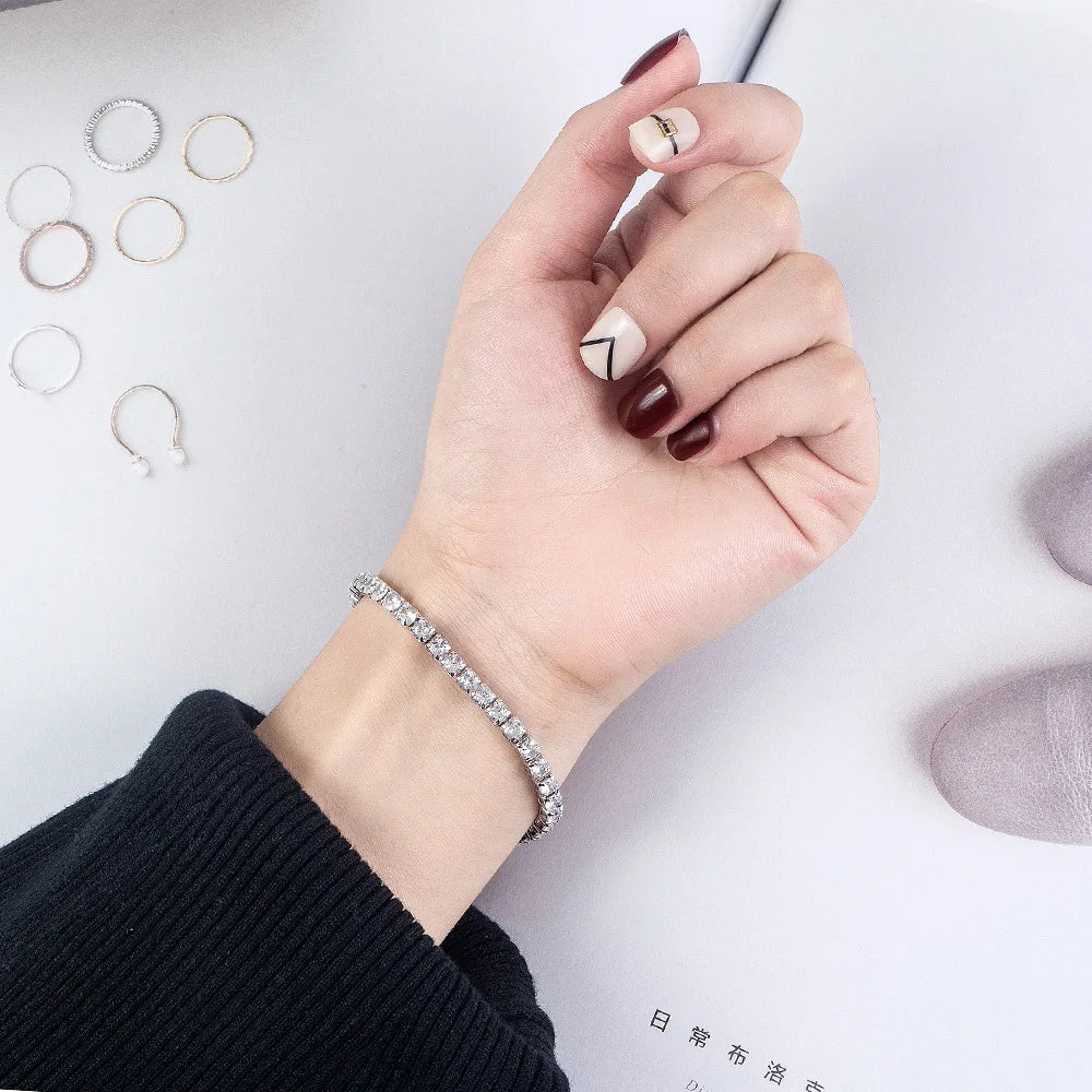 Lihong S925 Sterling Silver Zircon Tennis Bracelet – Women’s Fashion Jewelry