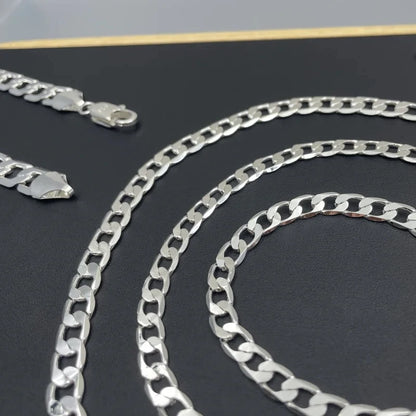 Men’s 925 Sterling Silver Necklace – 2mm to 12mm, 40–75cm Chain with Lobster Clasp, Unisex Fine Jewelry