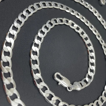 Men’s 925 Sterling Silver Necklace – 2mm to 12mm, 40–75cm Chain with Lobster Clasp, Unisex Fine Jewelry