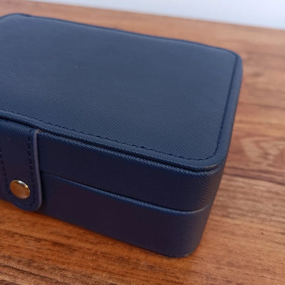 New Leather Portable Jewelry Box – Double Layer, Holds 68 Earrings