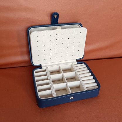 New Leather Portable Jewelry Box – Double Layer, Holds 68 Earrings