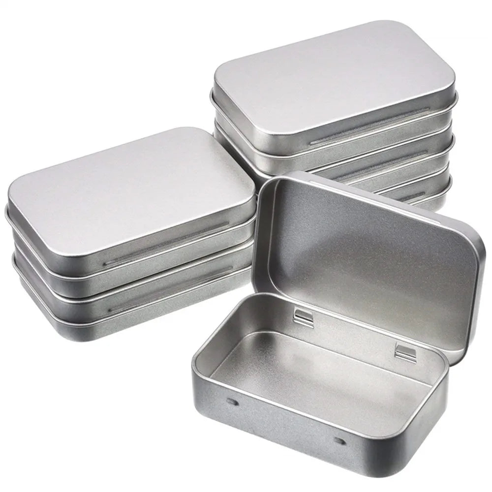 New Square Tin Storage Box – Silver Metal Box for Jewelry, Coins, Keys & Candy