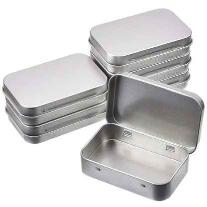 New Square Tin Storage Box – Silver Metal Box for Jewelry, Coins, Keys & Candy