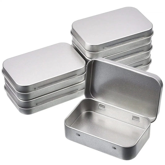 New Square Tin Storage Box – Silver Metal Box for Jewelry, Coins, Keys & Candy