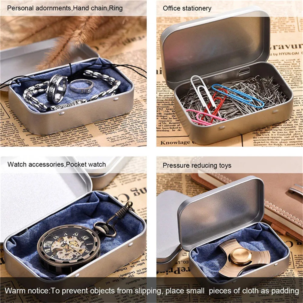 New Square Tin Storage Box – Silver Metal Box for Jewelry, Coins, Keys & Candy