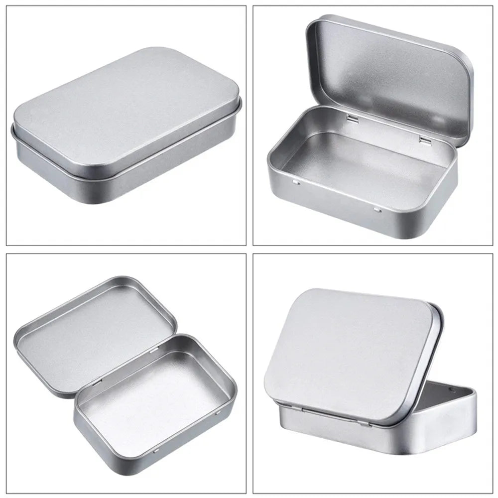 New Square Tin Storage Box – Silver Metal Box for Jewelry, Coins, Keys & Candy