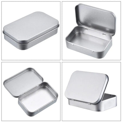 New Square Tin Storage Box – Silver Metal Box for Jewelry, Coins, Keys & Candy