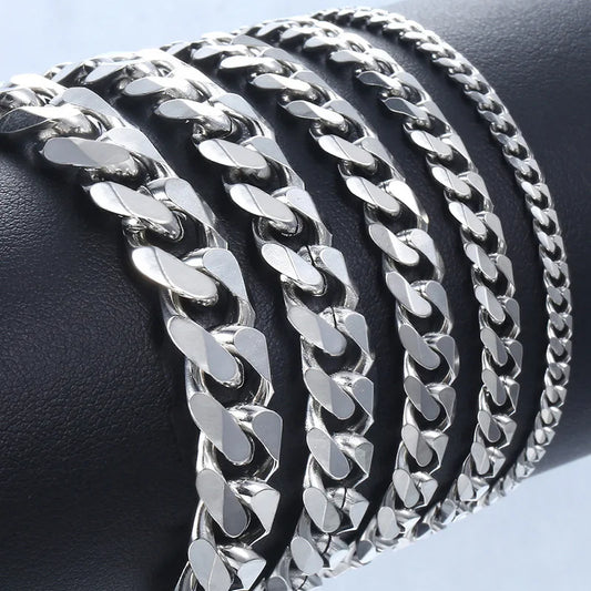 New Trendy Cuban Chain Bracelet – Stainless Steel Men & Women Jewelry Gift (3/5/7/9mm)