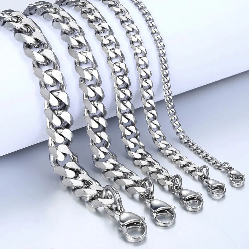 New Trendy Cuban Chain Bracelet – Stainless Steel Men & Women Jewelry Gift (3/5/7/9mm)