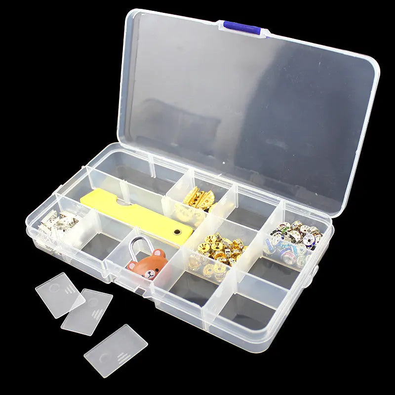Plastic Jewelry Box – Adjustable 10/15/24 Compartment Slot Organizer