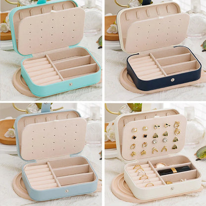 Portable Jewelry Box – Leather Travel Organizer Case for Earrings & Necklaces