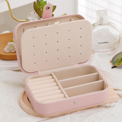 Portable Jewelry Box – Leather Travel Organizer Case for Earrings & Necklaces