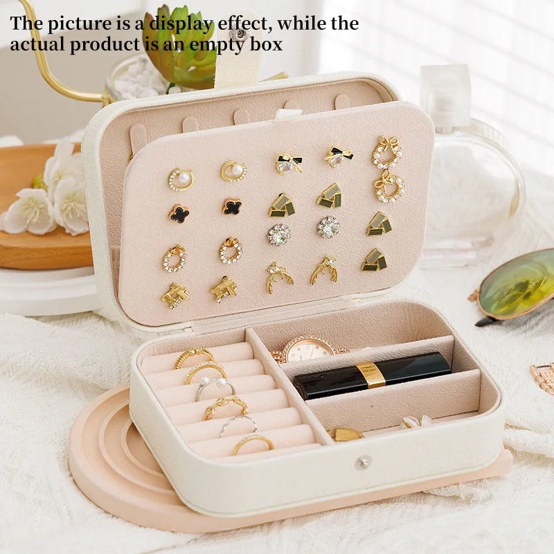 Portable Jewelry Box – Leather Travel Organizer Case for Earrings & Necklaces