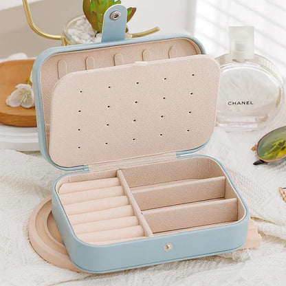 Portable Jewelry Box – Leather Travel Organizer Case for Earrings & Necklaces