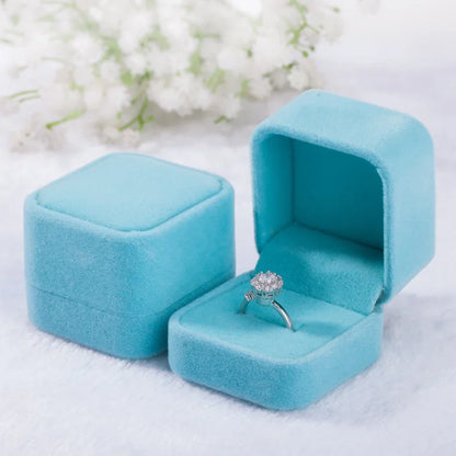 Rounded Flannelette Ring Box – Velvet Jewelry Storage Organizer for Rings & Studs
