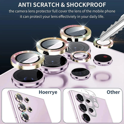 Diamond Glitter Lens Glass For Samsung Galaxy S26 Ultra Plus HD Clear Camera Protector For Samsung S25 S24 Metal Ring Lens Film