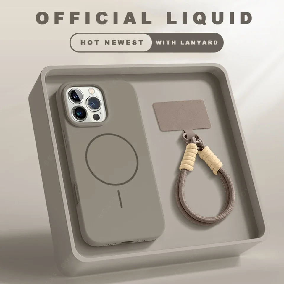 Magnetic Silicone MagSafe iPhone Case with Lanyard