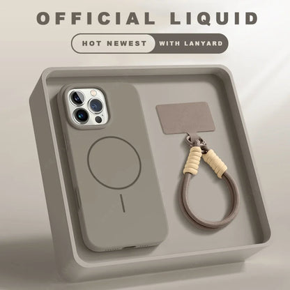 Magnetic Silicone MagSafe iPhone Case with Lanyard