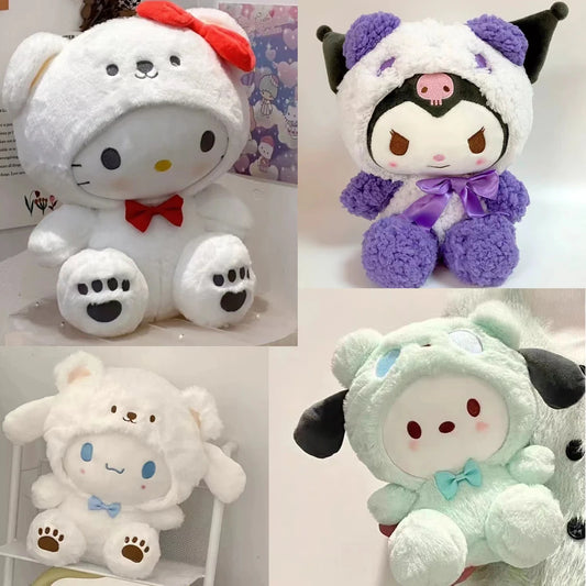 =New Kawaii 25cm Sanrio Plush Toy Jade Dog Kuromi Dressing Doll Doll Plush Toy Stuffed Animal Patung Dolls Birthday Gift